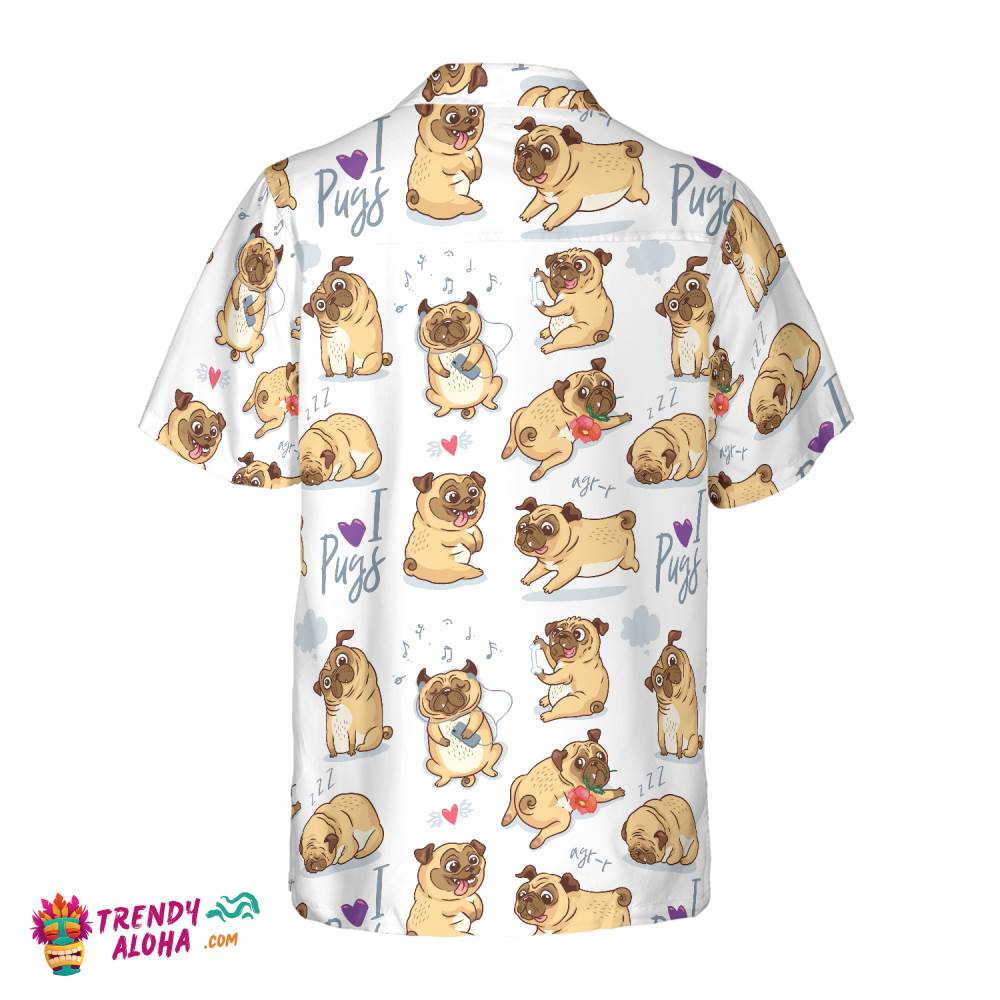 Cute Funny Pugs Shirt For Men Hawaiian Shirt