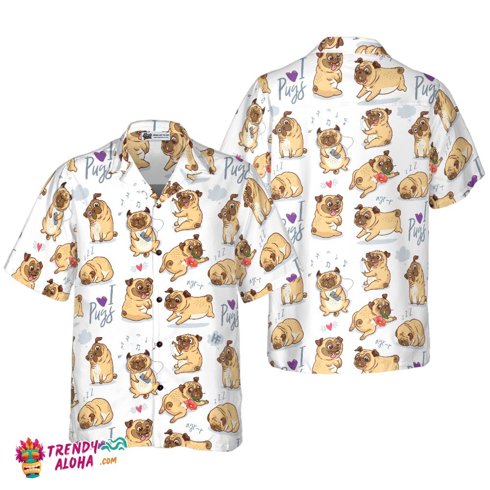 Cute Funny Pugs Shirt For Men Hawaiian Shirt Cute Funny Pugs Shirt For Men Hawaiian Shirt