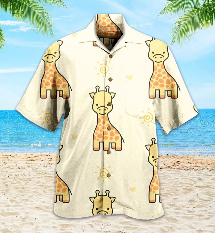 Cute Giraffa Yellow Trendy Hawaiian Shirt 3D Summer Gifts