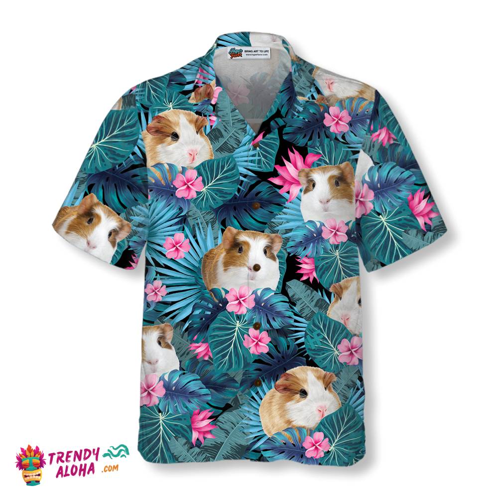 Cute Guinea Pig Tropical Pattern Hawaiian Shirt