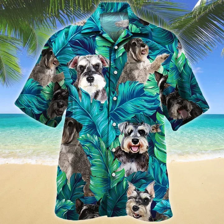 Cute Miniature Schnauzer Dog Lovers Gift Summer Beach Palm Tree Pattern Trendy Hawaiian Shirt Cute Miniature Schnauzer Dog Lovers Gift Summer Beach Palm Tree Pattern Trendy Hawaiian Shirt