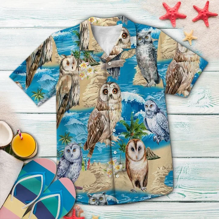 Cute Owl Summer Beach Vacation Trendy Hawaiian Shirt Cute Owl Summer Beach Vacation Trendy Hawaiian Shirt
