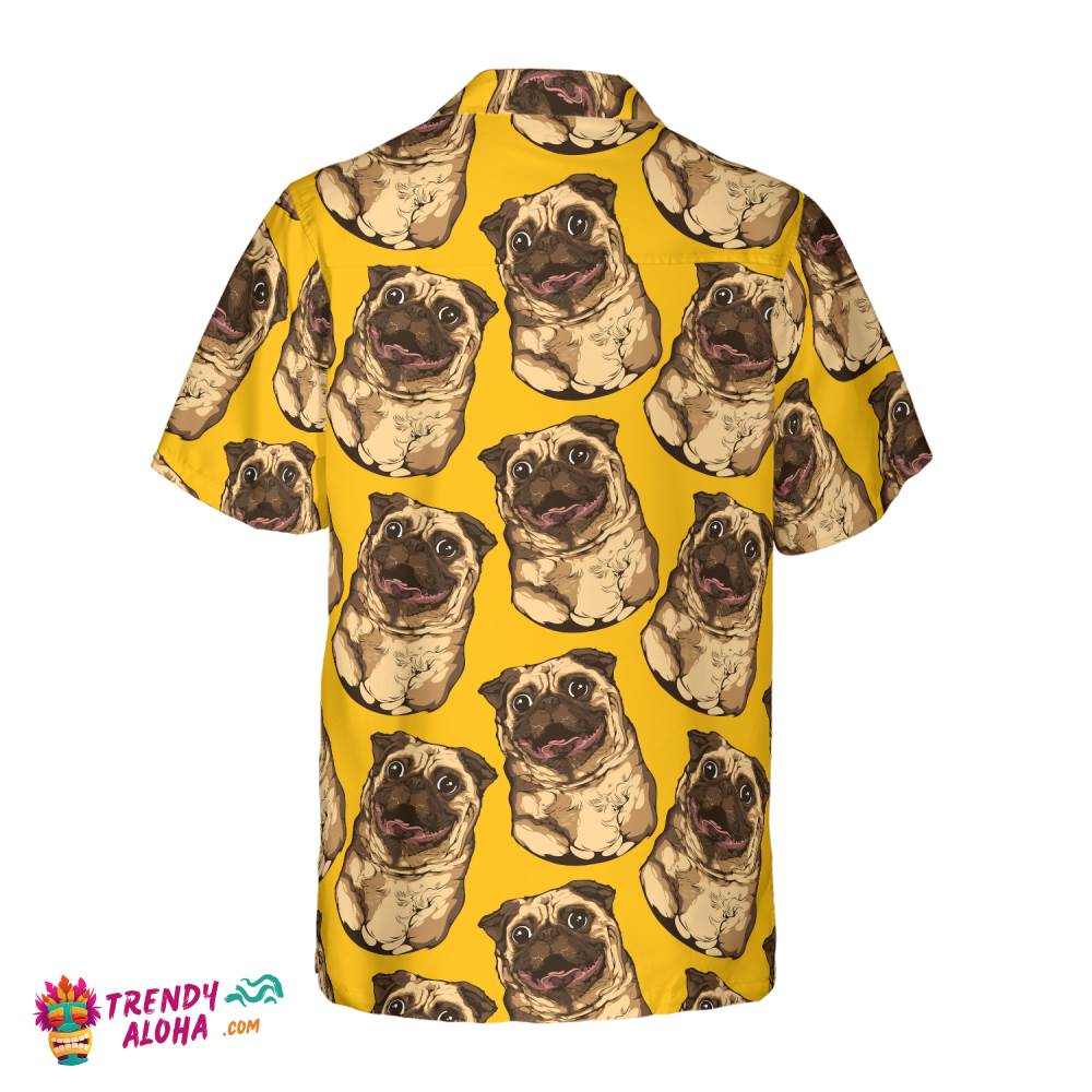 Cute Pugs Seamless Pattern Shirt For Men Hawaiian Shirt