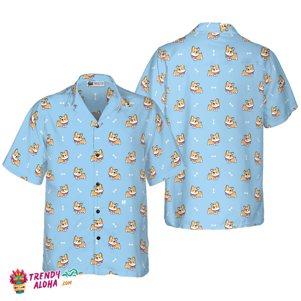 Cute Puppy Corgi Hawaiian Shirt