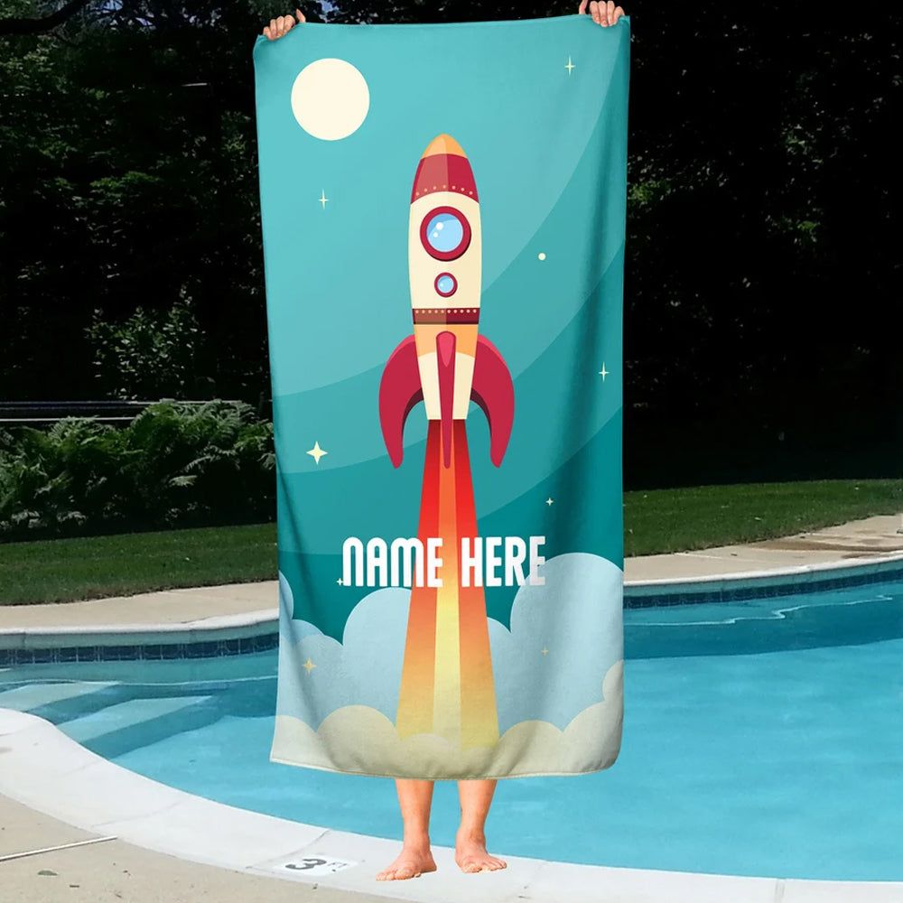 Cute Rocket Design Personalized Kids Lovely Summer Beach Towels