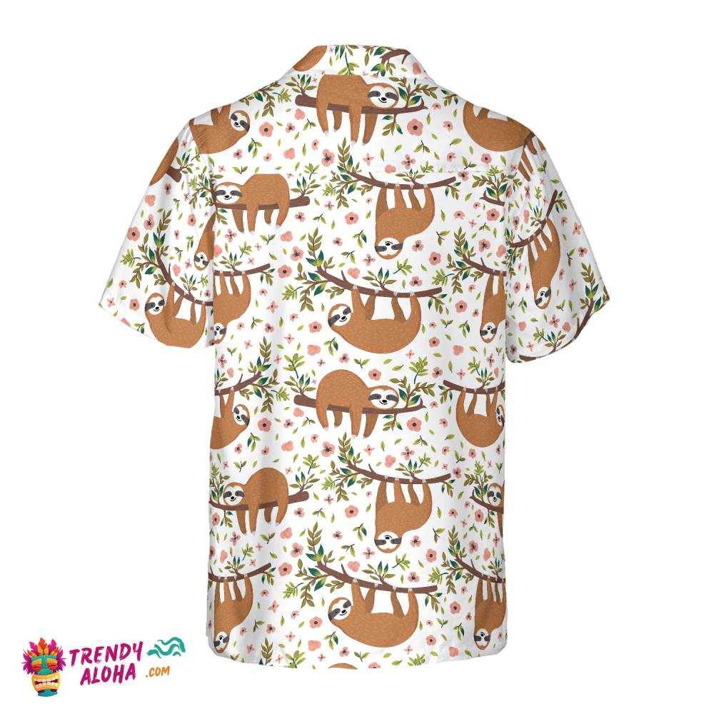 Cute Sloth On Tree Shirt For Men Hawaiian Shirt