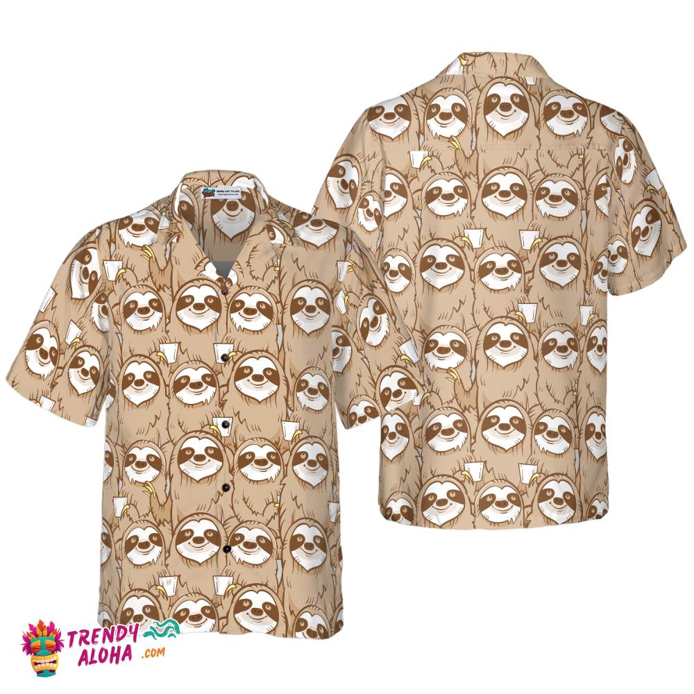 Cute Sloth Seamless Pattern Shirt For Men Hawaiian Shirt Cute Sloth Seamless Pattern Shirt For Men Hawaiian Shirt