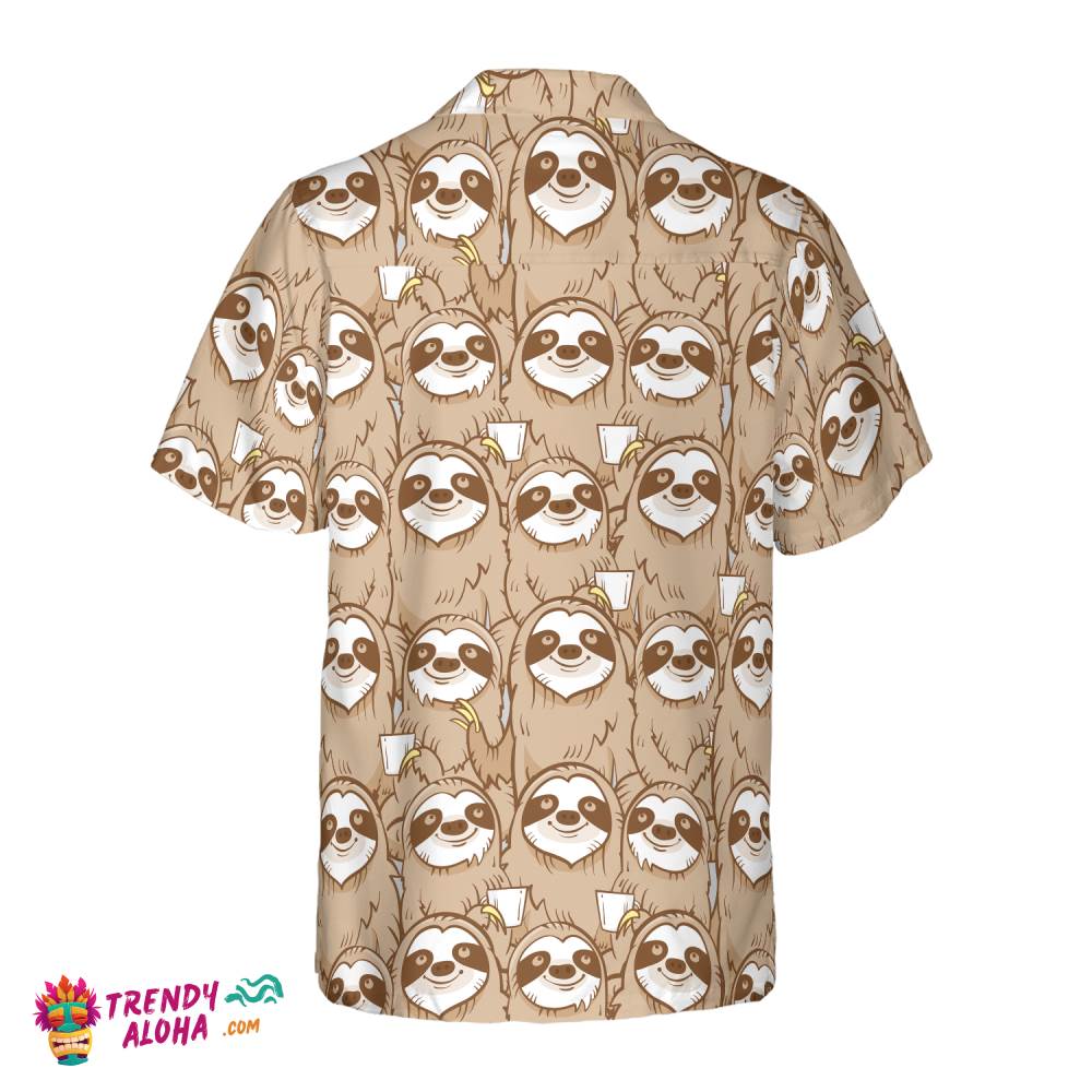 Cute Sloth Seamless Pattern Shirt For Men Hawaiian Shirt