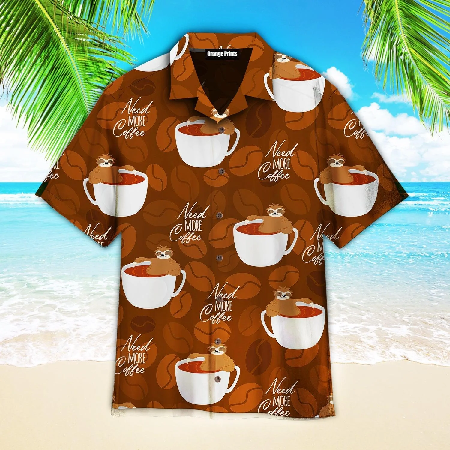 Cute Sloths Bear Relaxing In Coffee Cup On Dark Chocolate Trendy Hawaiian Shirt