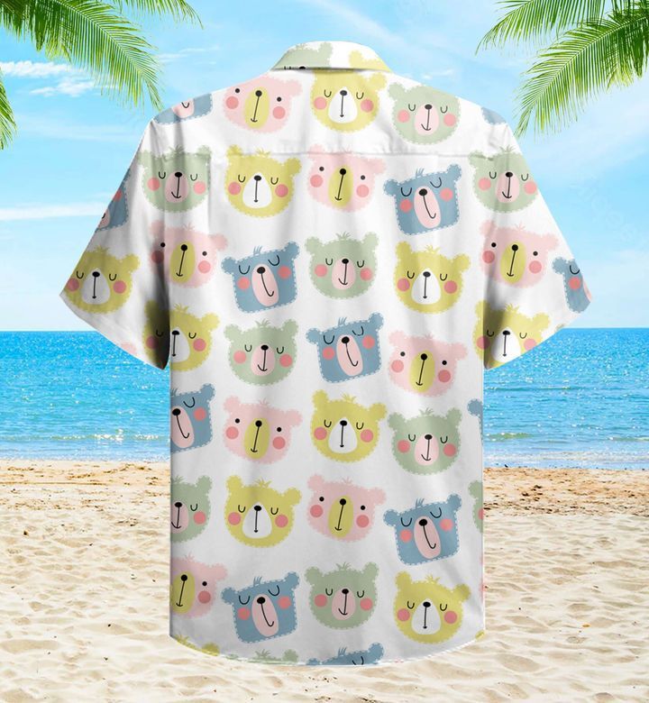 Cute Smiling Bear Heads Colorful Trendy Hawaiian Shirt 3D Summer Gifts