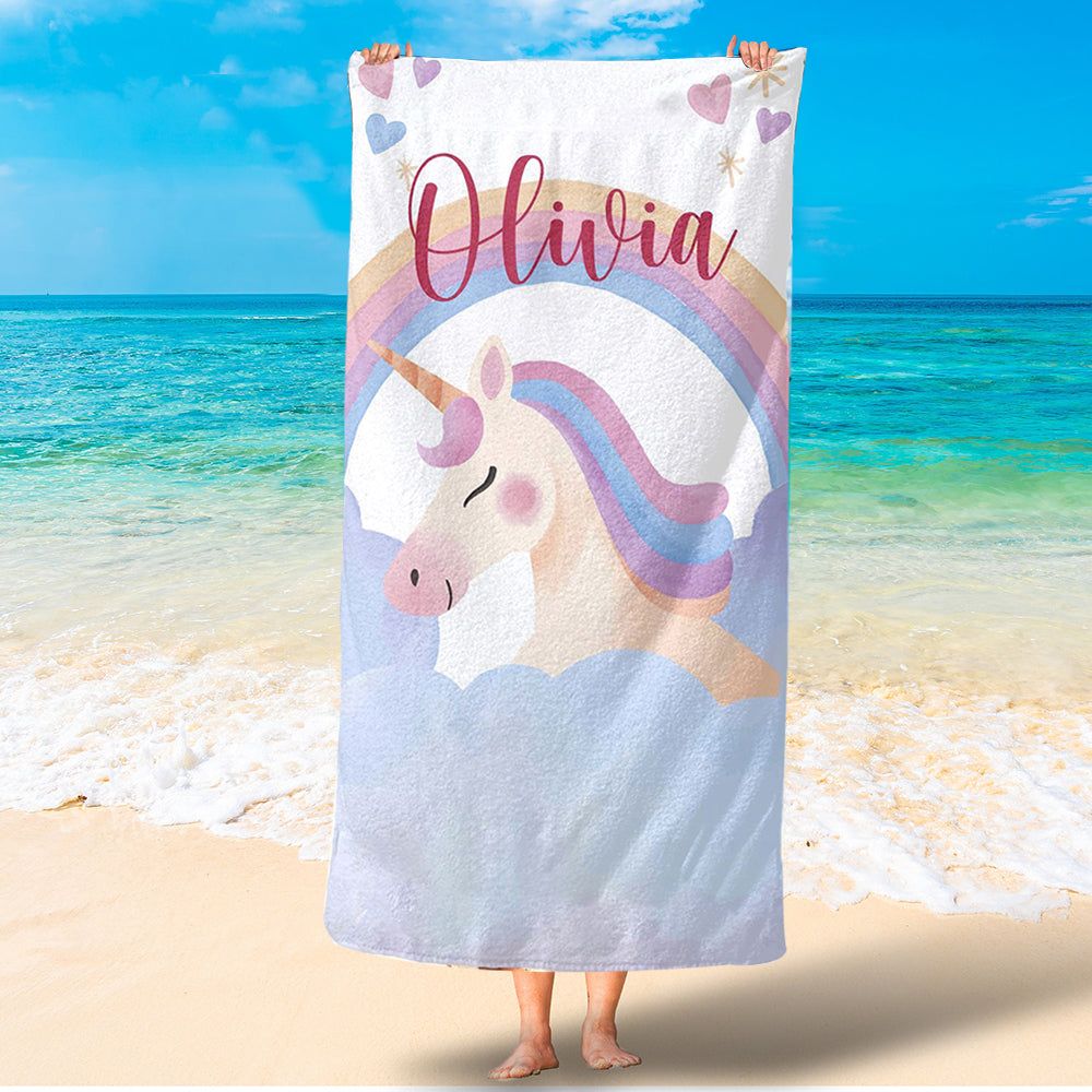 Cute Unicorn Personalized Kids Lovely Summer Beach Towels Design