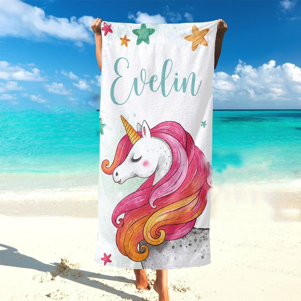 Cute Unicorn Personalized Kids Lovely Summer Beach Towels Design