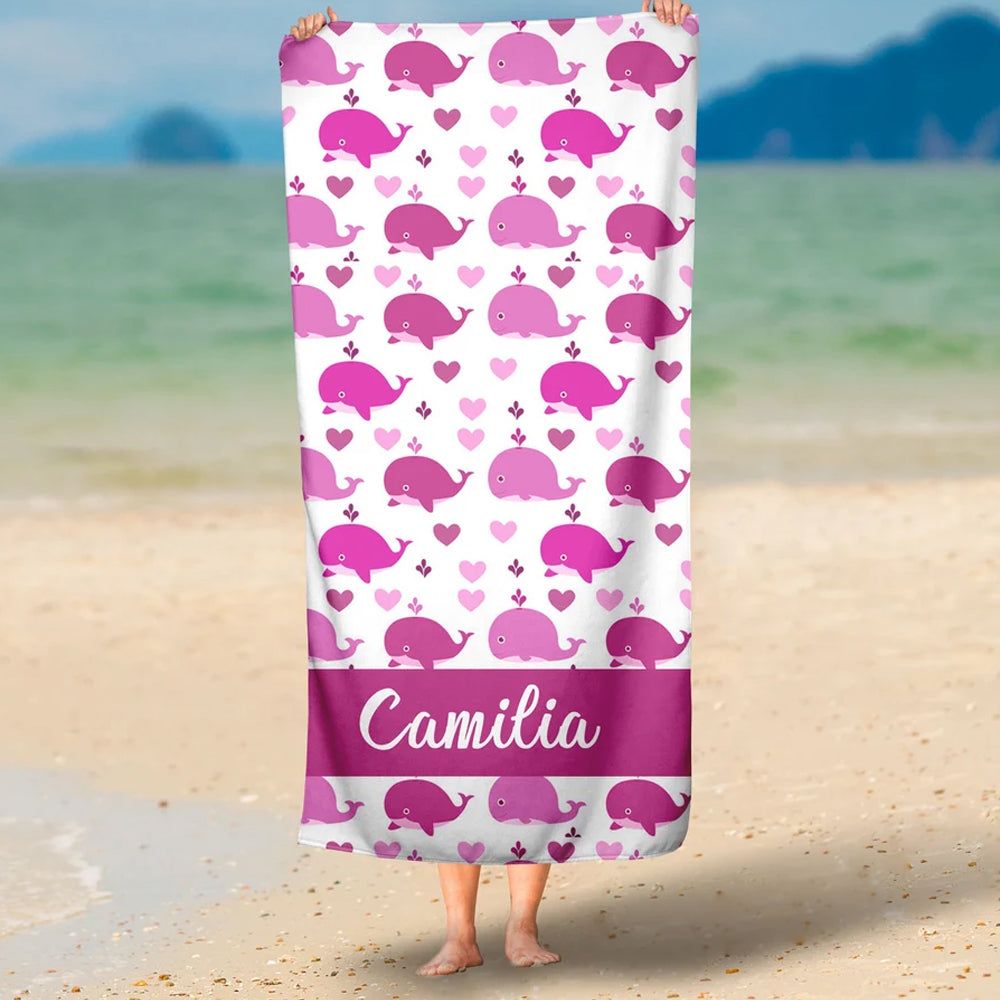 Cute Whale Design Personalized Kids Lovely Summer Beach Towels