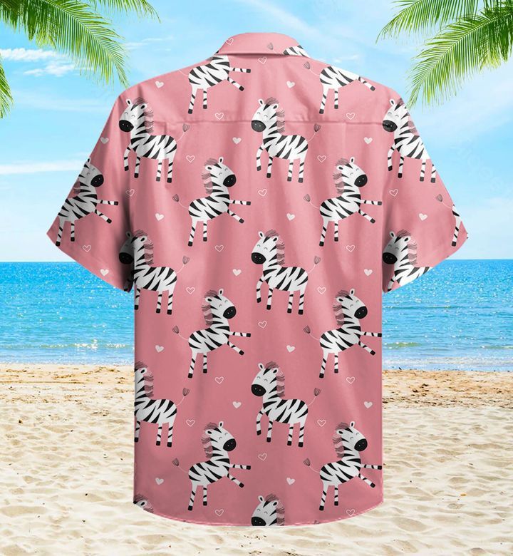 Cute Zebras Cartoon Pink Trendy Hawaiian Shirt 3D