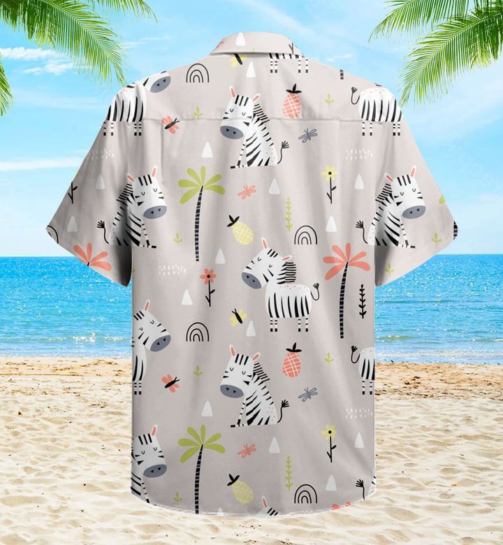 Cute Zebras Palm Grey Trendy Hawaiian Shirt 3D