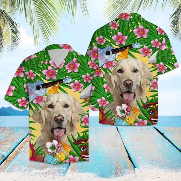 Cutest Golden Retriever Enjoy Summer Party Trendy Hawaiian Shirt, Summer Dog Trendy Hawaiian Shirt