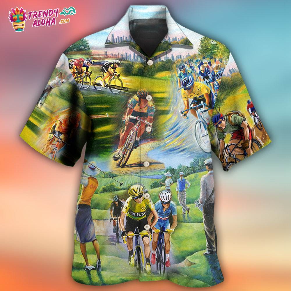 Cycling And Golf Lover Abstract Painting Hawaiian Shirt – Trendy Aloha