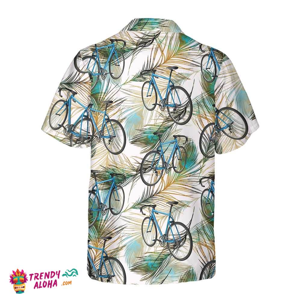 Cycling Feather Hawaiian Shirt, Tropical Bicycle Shirt For Men & Women, Best Gift For Bikers