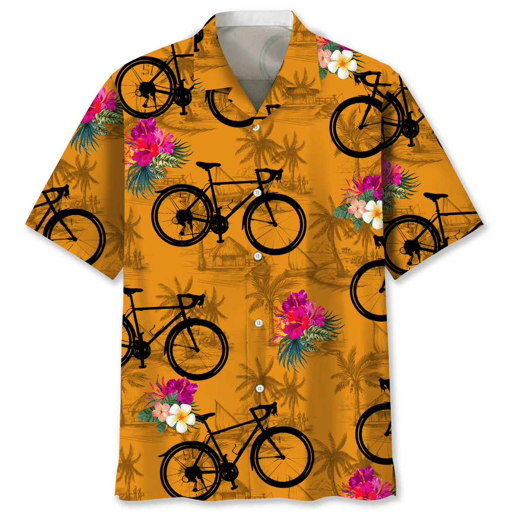 Cycling Orange Tropical Trendy Hawaiian Shirt
