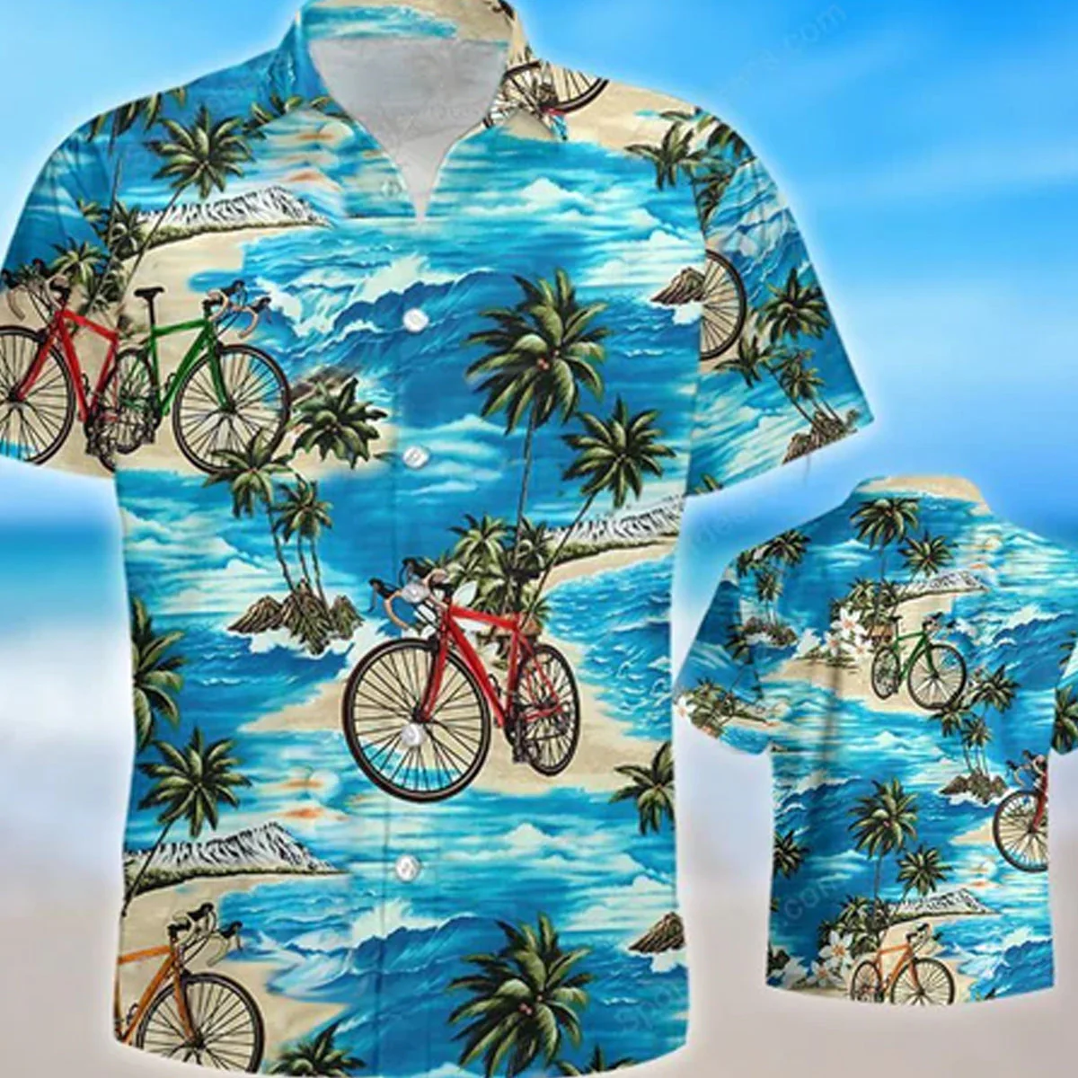 Cycling Watercolor Hawaiian Shirt Perfect for Men and Women