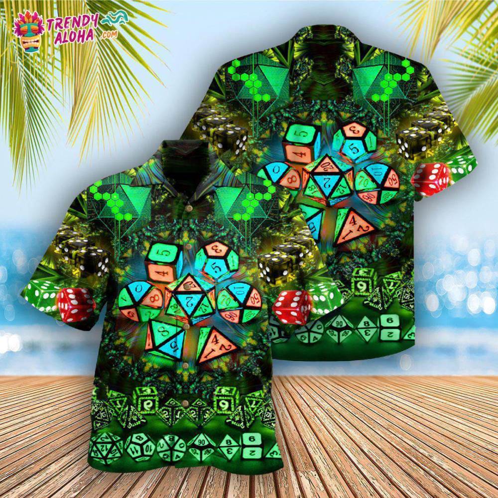 D20 Glowing Kaleidoscope Dice Hawaiian Shirt – Trendy Aloha
