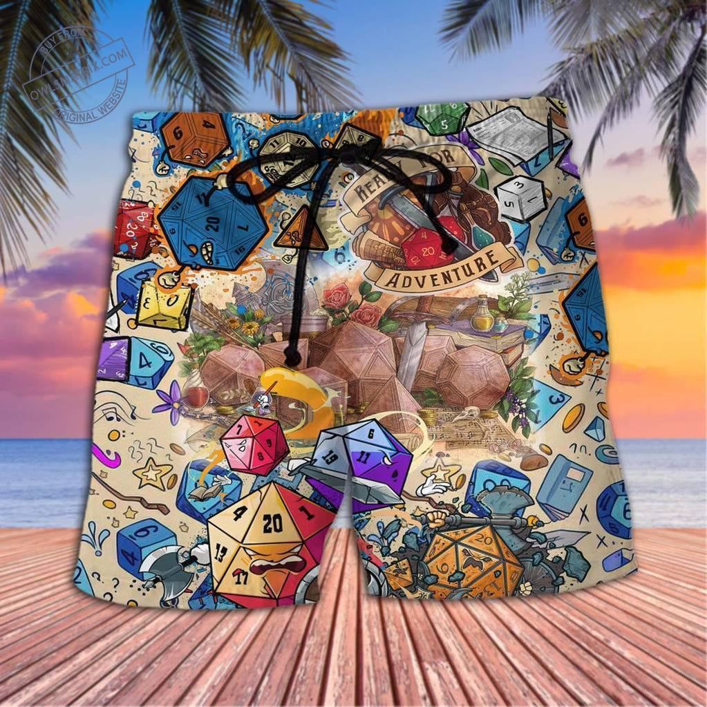 D20 Ready Amazing Adventure Trendy Aloha Hawaiian Beach Shorts