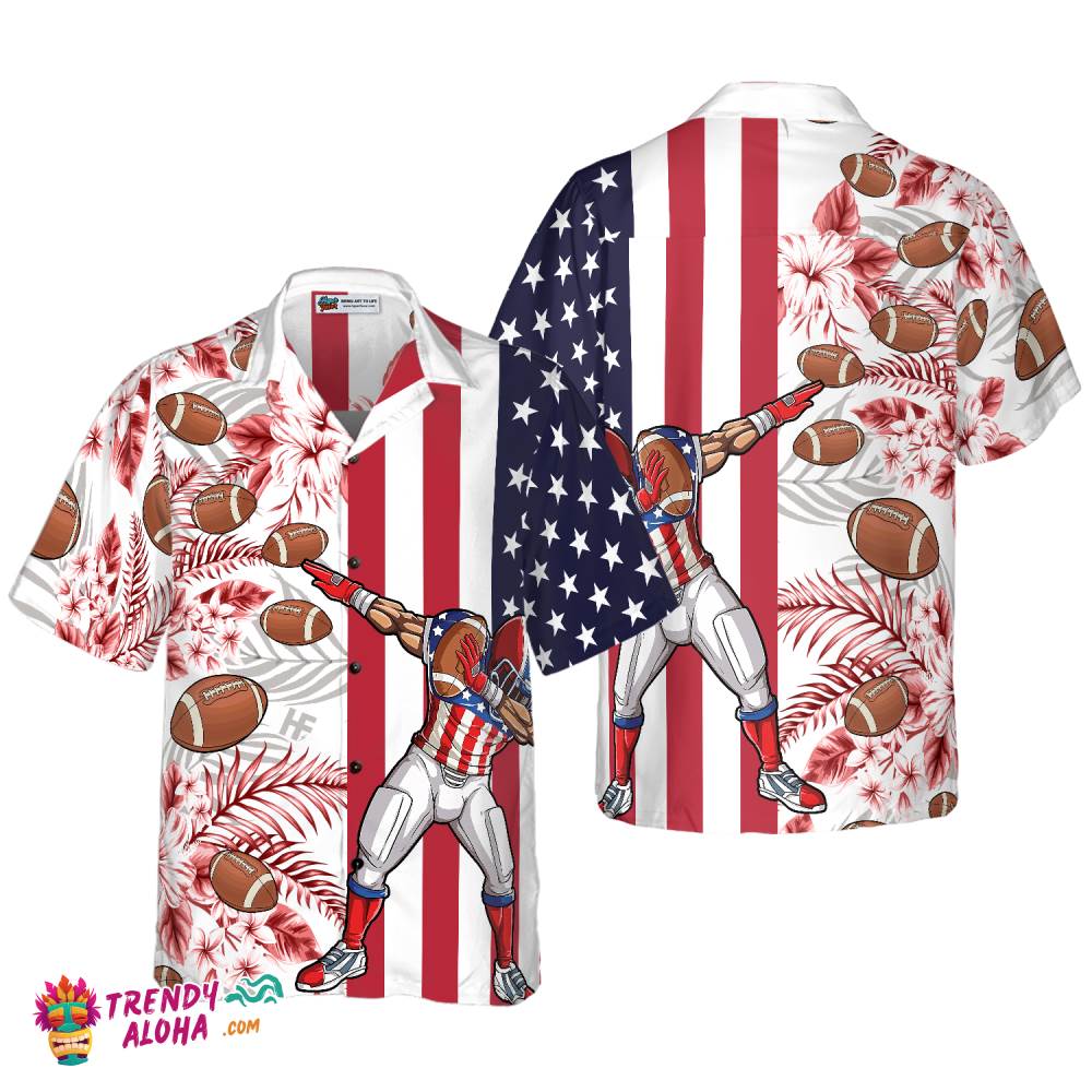 Dabbing Football American Flag Tropical Hawaiian Shirt Dabbing Football American Flag Tropical Hawaiian Shirt