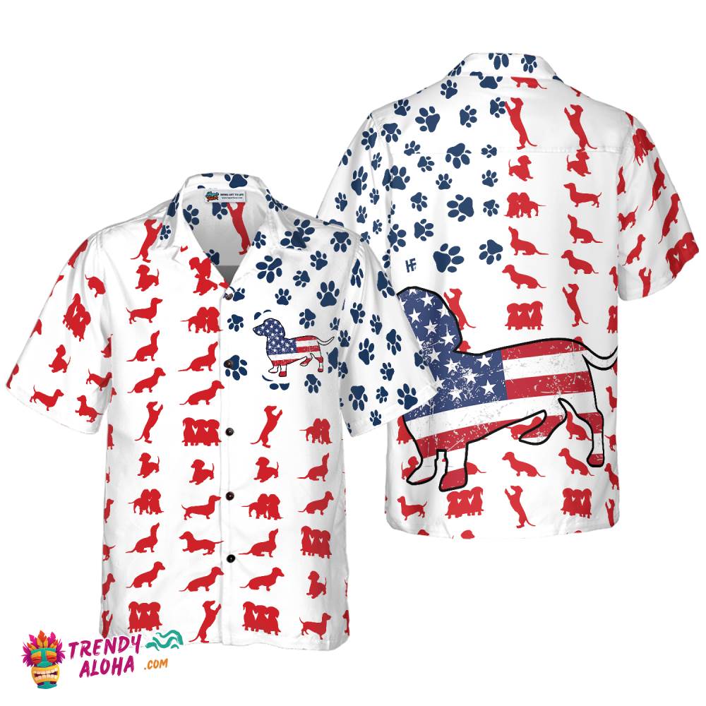 Dachshund American Flag Hawaiian Shirt
