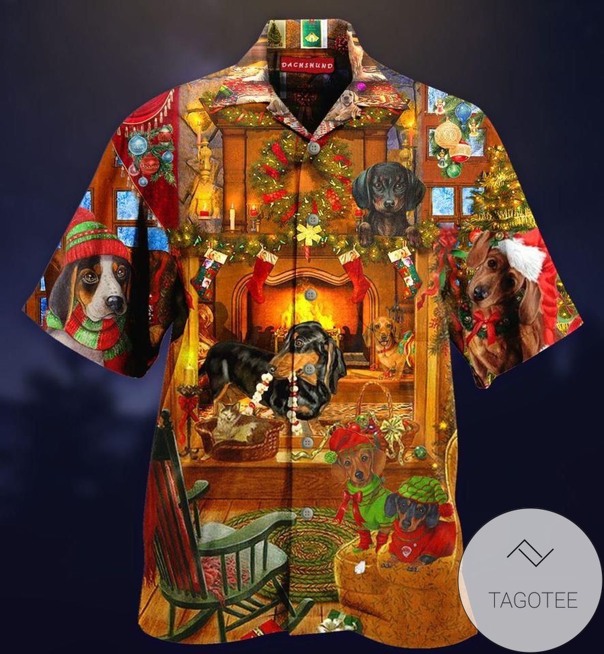 Dachshund Awaits Santa Christmas Eve Hawaiian Shirt