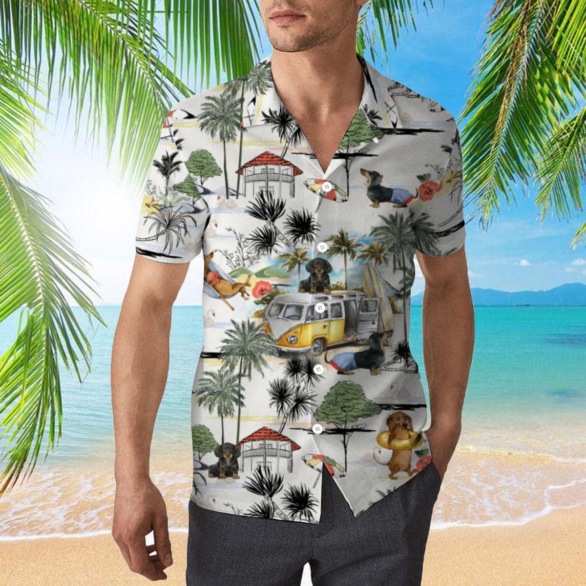 Dachshund Beach Retro Trendy Hawaiian Shirt