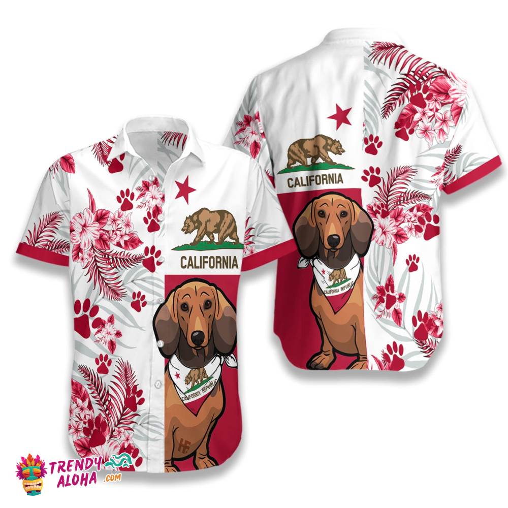 Dachshund California Flag Hawaiian Shirt Hawaiian Shirt