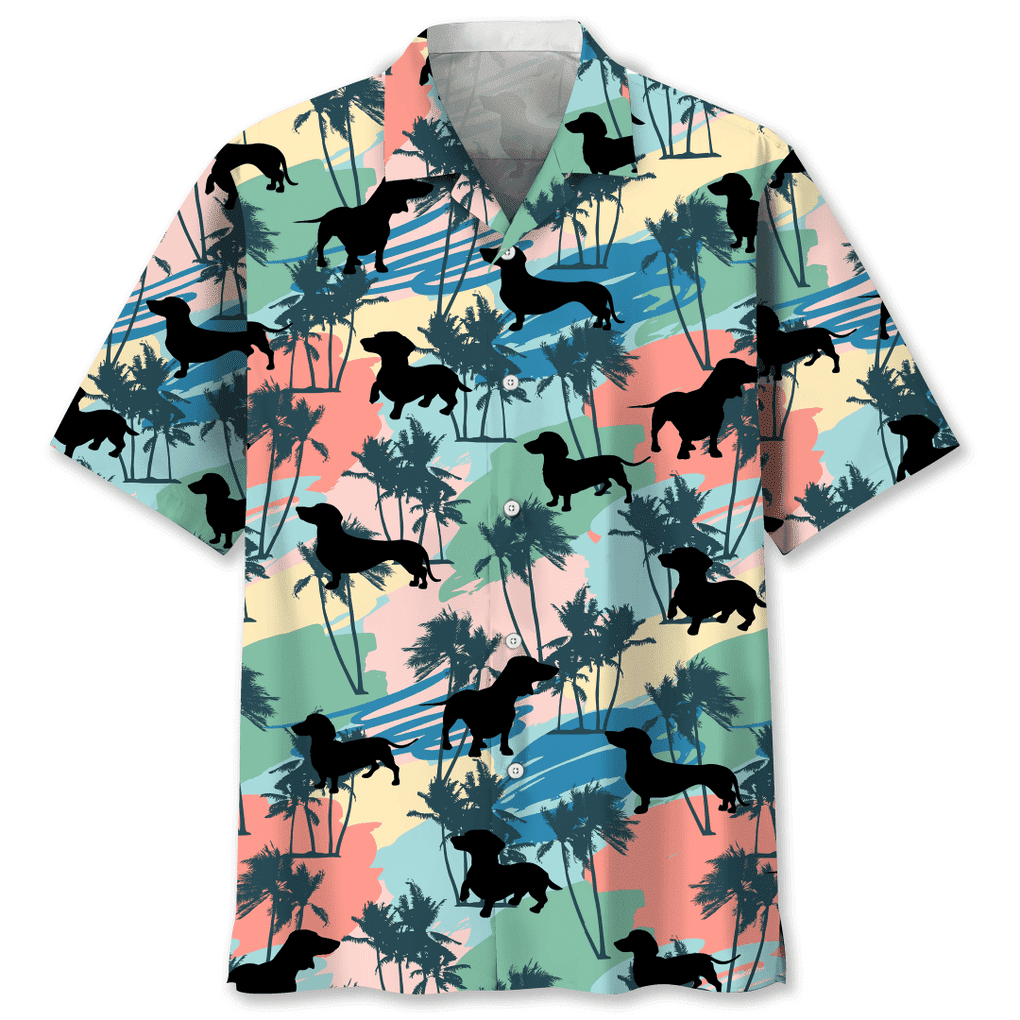 Dachshund Coconut Palm Trendy Hawaiian Shirt