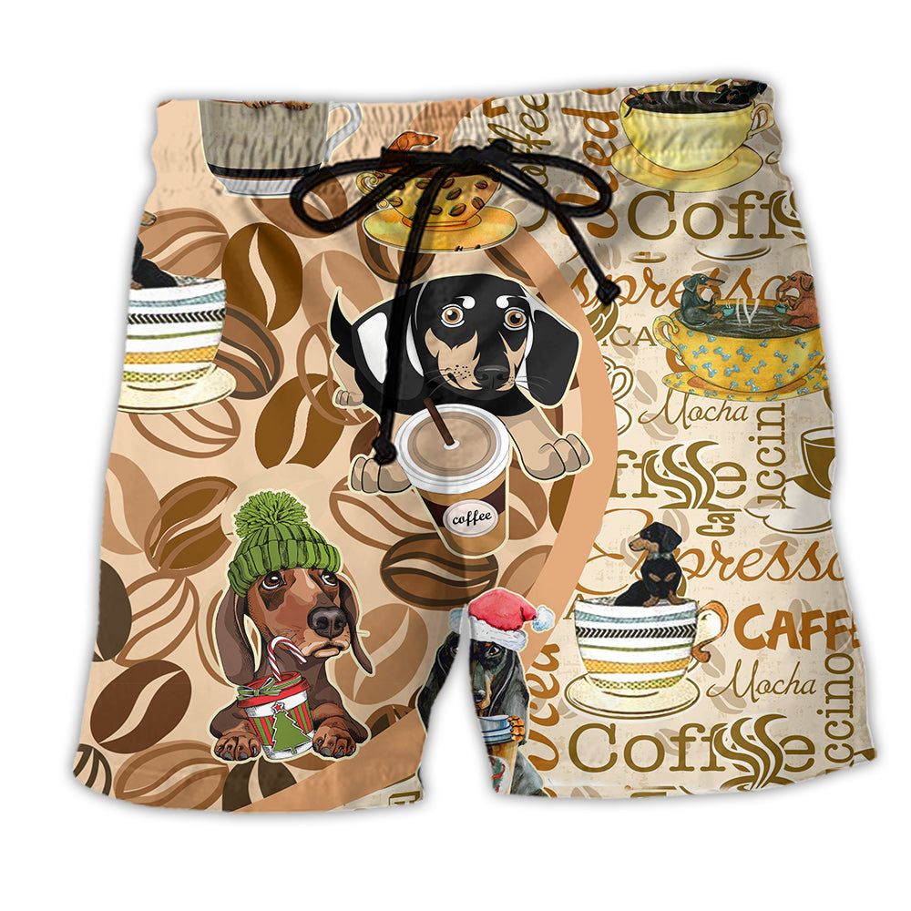 Dachshund Dog Life Is Better With Dachshund And Coffee Trendy Aloha Hawaiian Beach Shorts