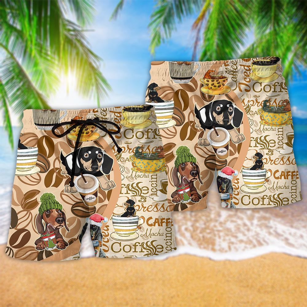 Dachshund Dog Life Is Better With Dachshund And Coffee Trendy Aloha Hawaiian Beach Shorts