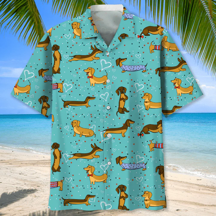 Dachshund Dog Lover Vibrant 3D Hawaiian Shirt Pattern For Pet Enthusiasts