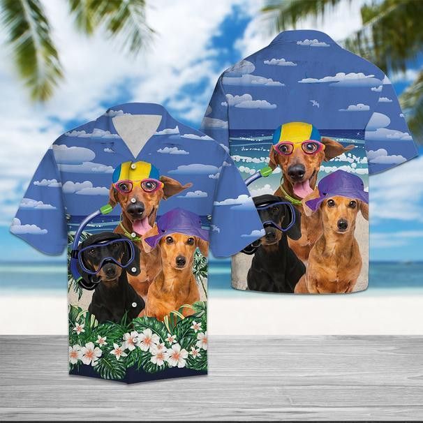 Dachshund Dog Summer Beach Aloha Trendy Hawaiian Shirts For Men & For Women