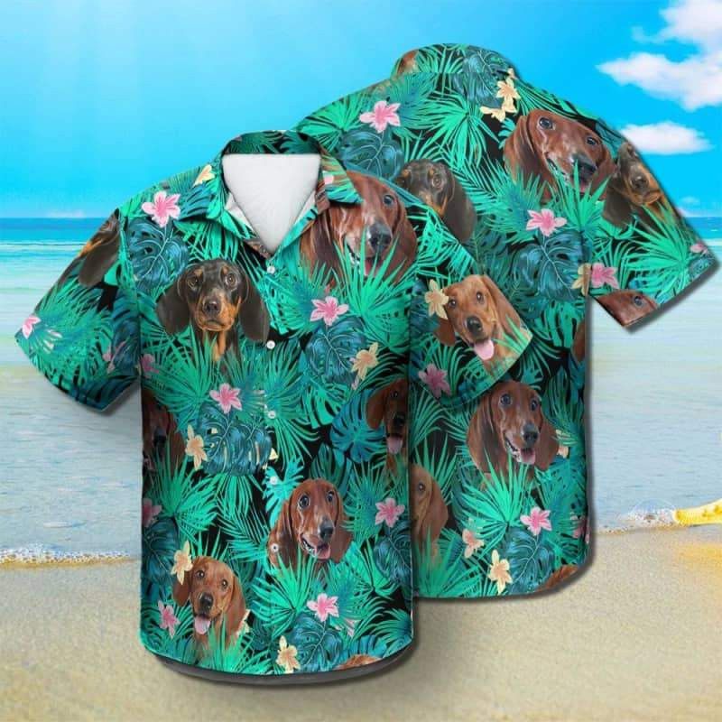 Dachshund Dog Summer Leaves Trendy Hawaiian Shirt, Dachshund Lover Trendy Hawaiian Shirt, Dog Shirt For Summer Gifts