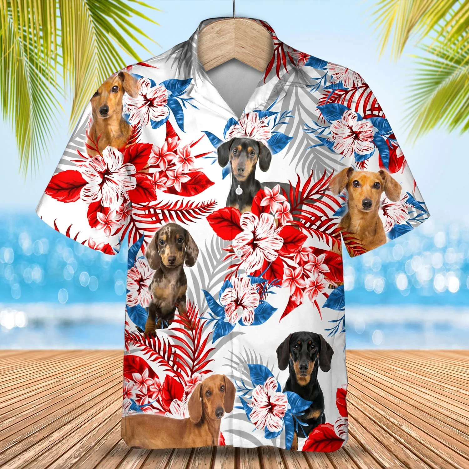 Dachshund Flower American Trendy Hawaiian Shirt, Summer Aloha Shirt, Men Trendy Hawaiian Shirt, Women Trendy Hawaiian Shirt