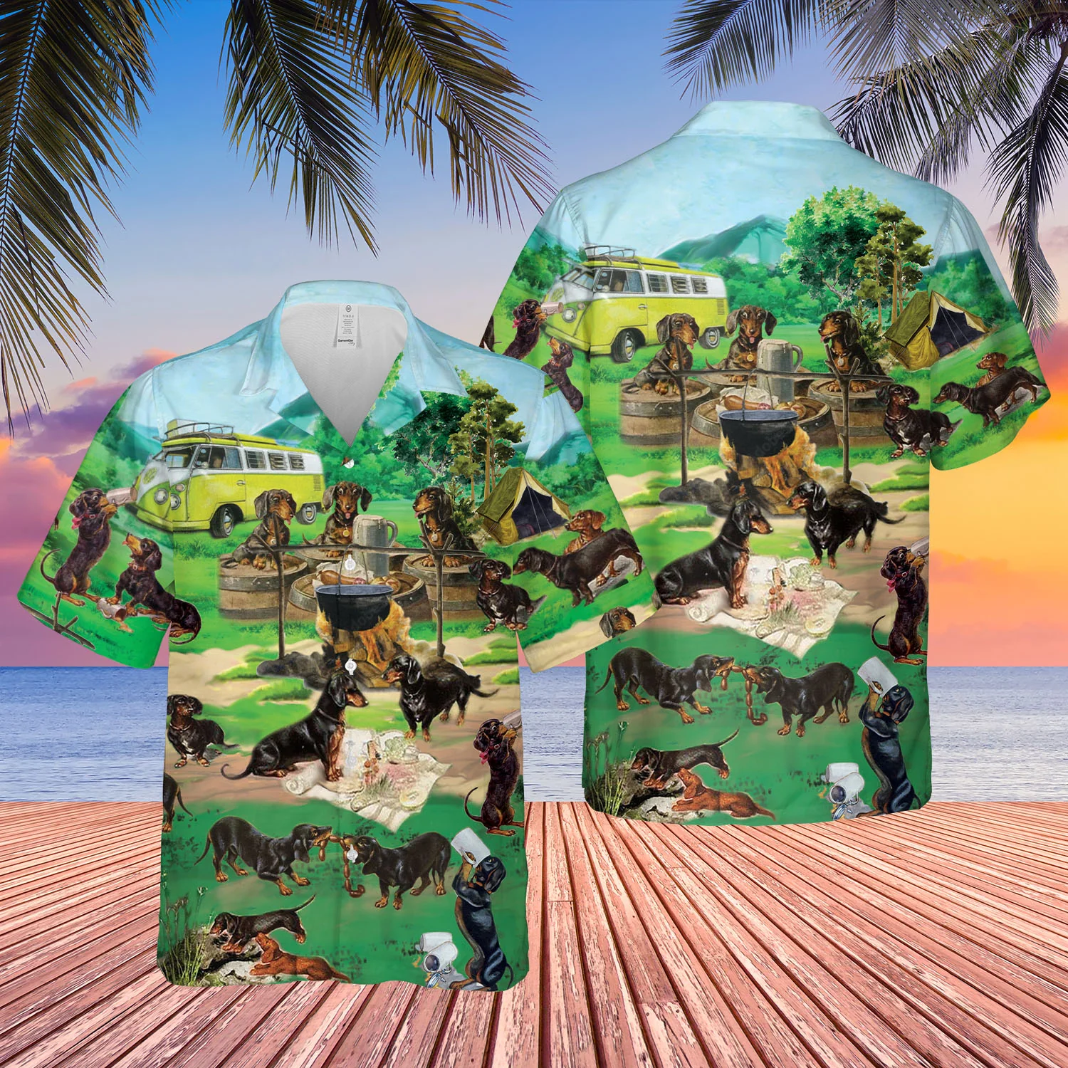 Dachshund Go Camping Trendy Hawaiian Shirt For