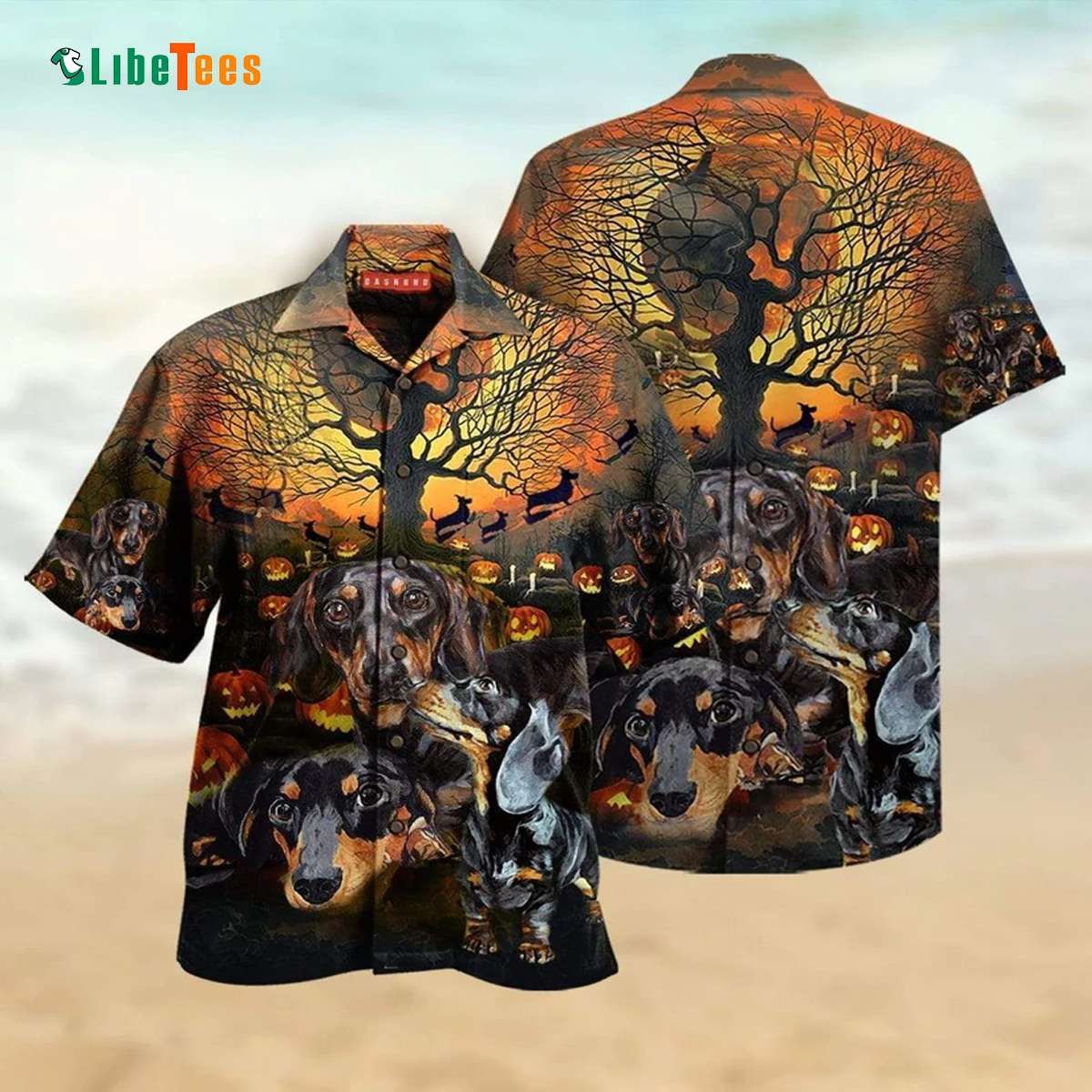 Dachshund Halloween Festivities Hawaiian Dog Shirt