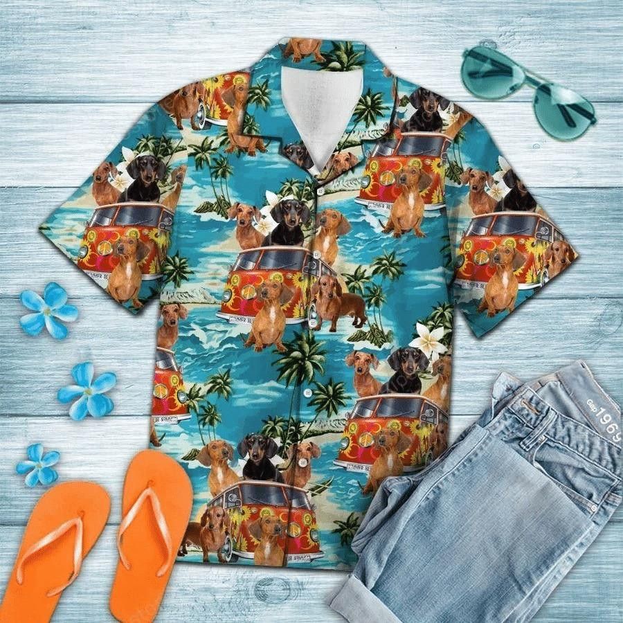 Dachshund Hippie Summer Hawaiian Shirt For