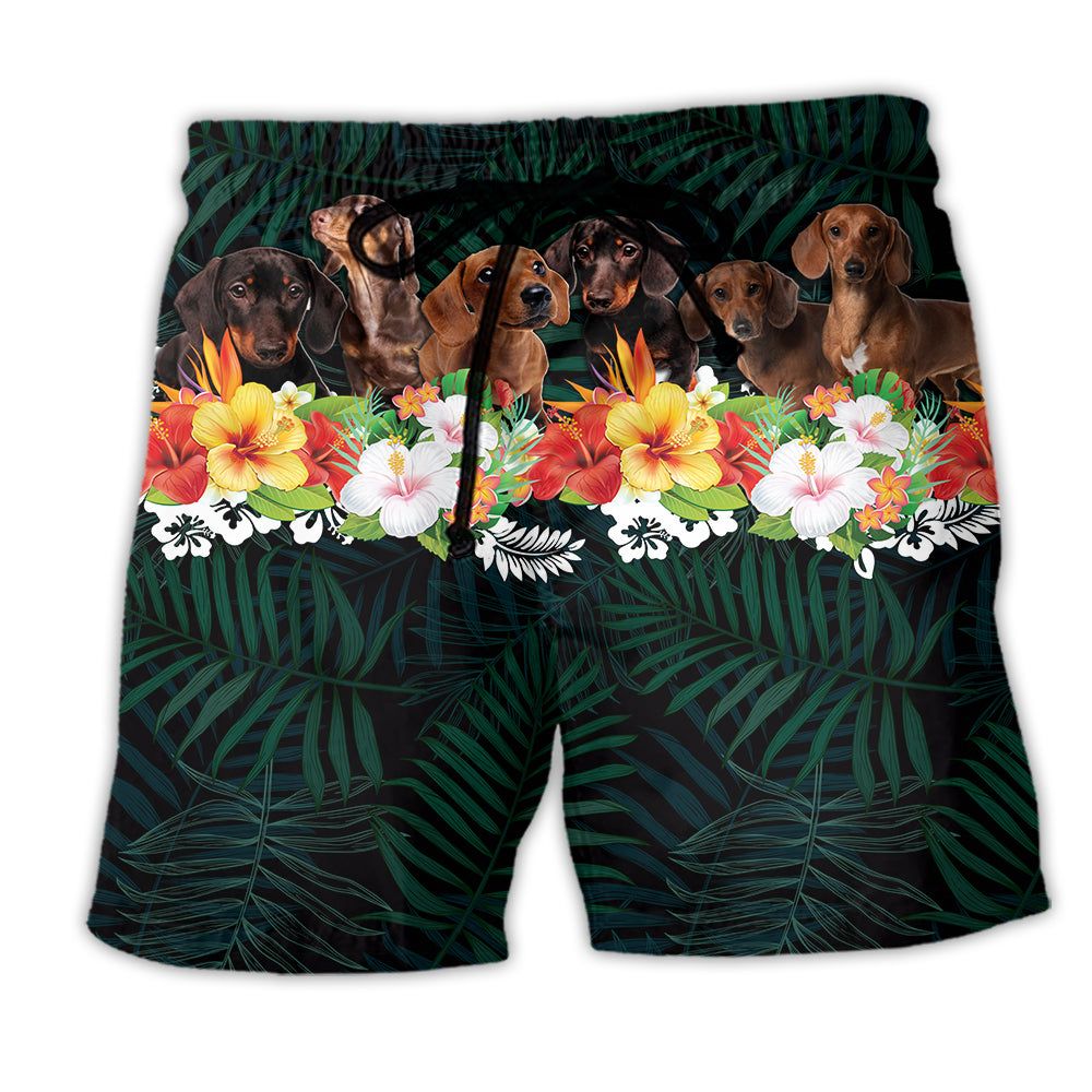 Dachshund Lover Green Tropical Life Trendy Aloha Hawaiian Beach Shorts Dachshund Lover Green Tropical Life Trendy Aloha Hawaiian Beach Shorts