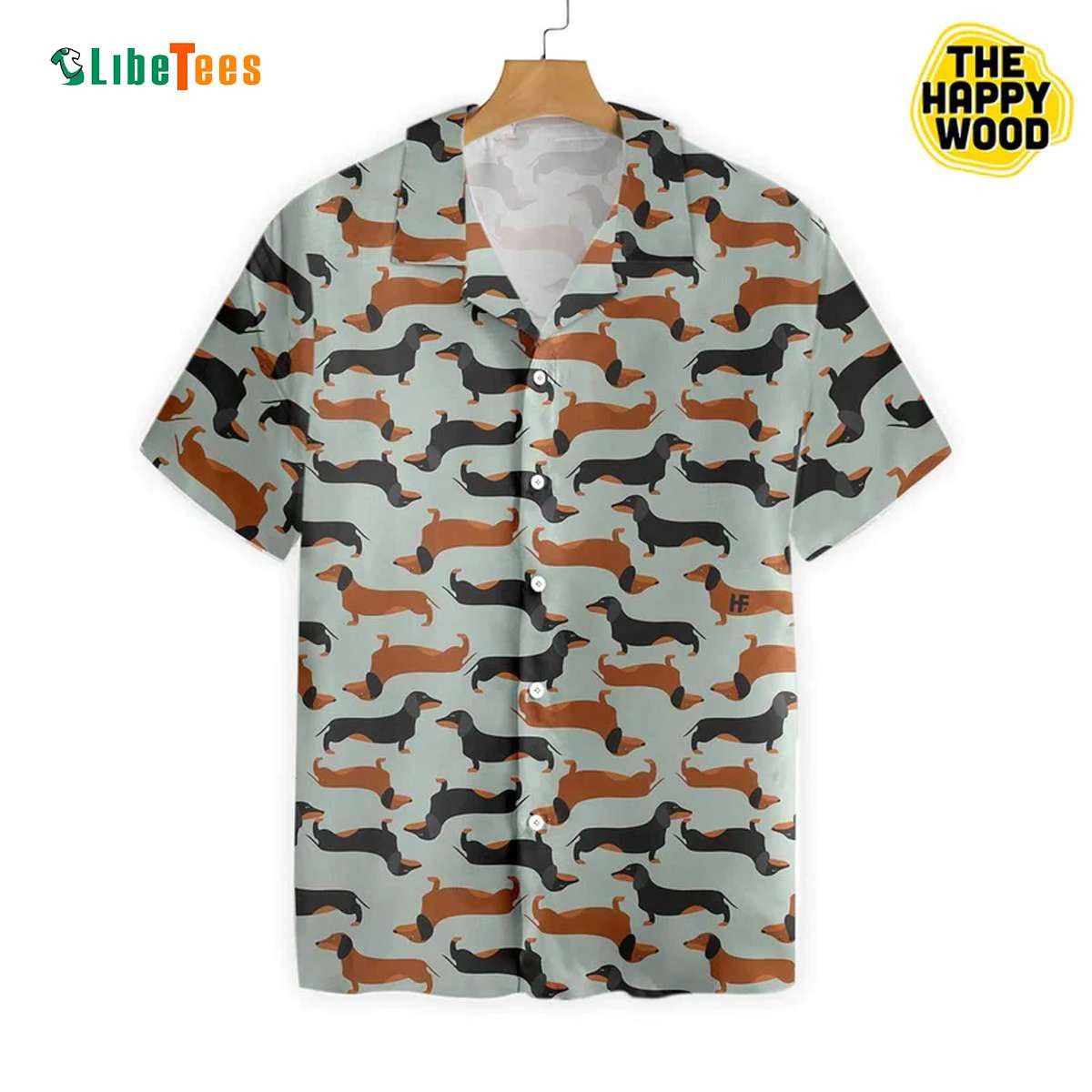 Dachshund Pattern Cute Dog Inspired Hawaiian Shirt