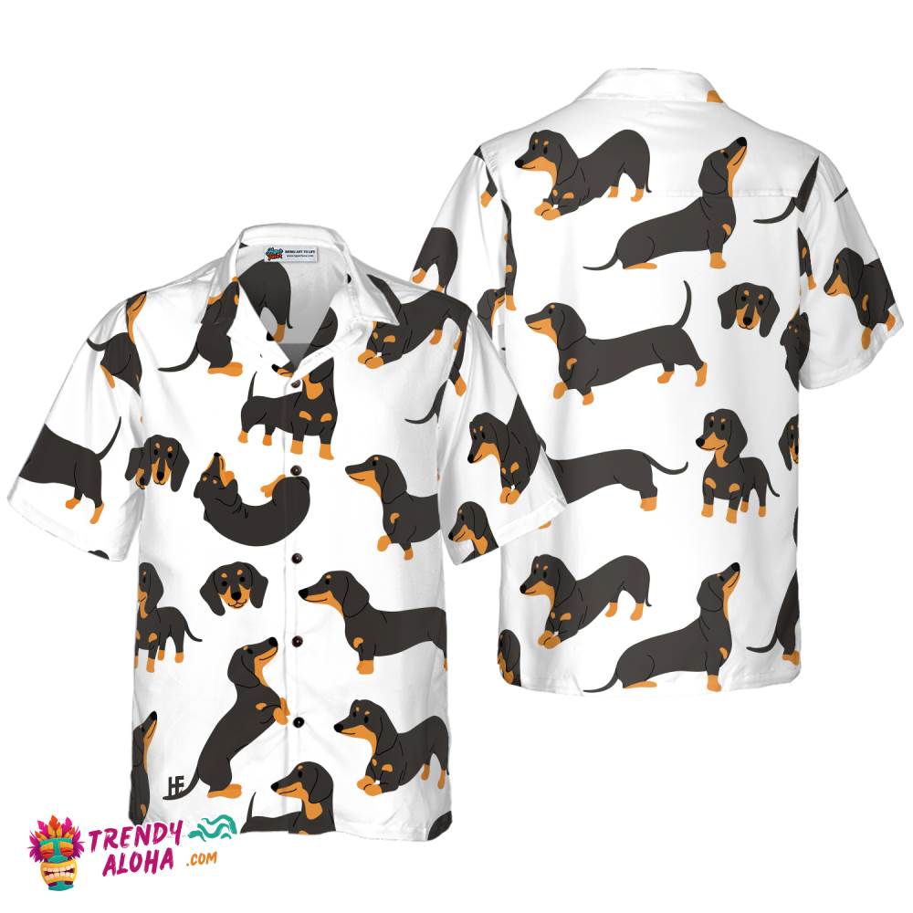 Dachshund Pattern Hawaiian Shirt