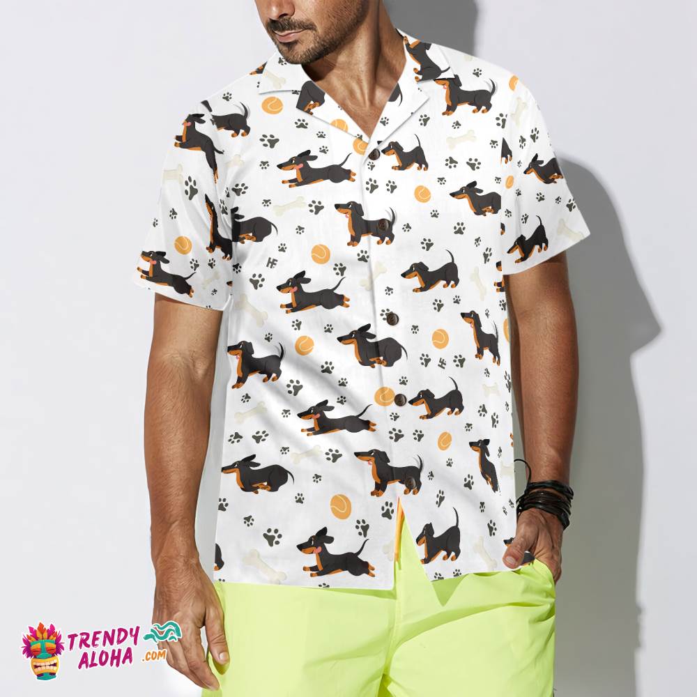 Dachshund Seamless Pattern Adorable Pets Hawaiian Shirt