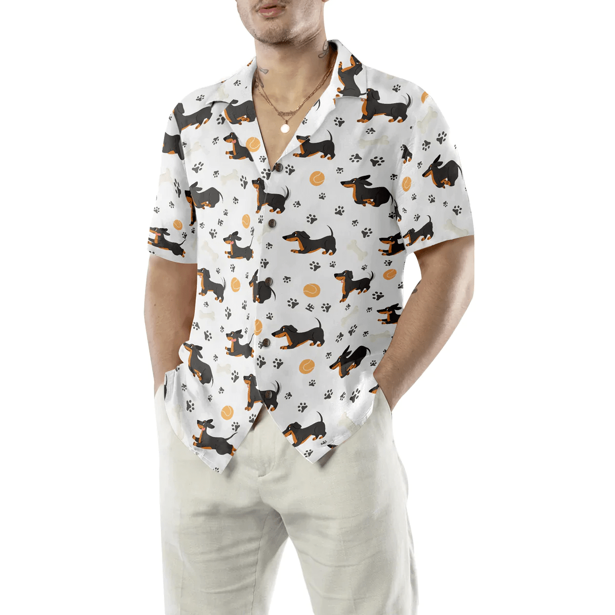 Dachshund Seamless Pattern Adorable Pets Trendy Hawaiian Shirt