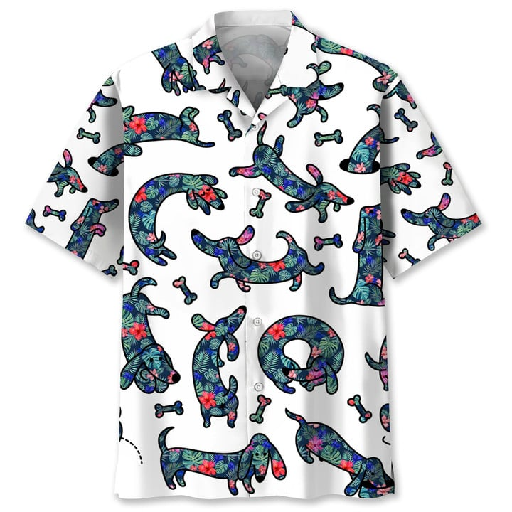 Dachshund Seamless Tropical Pattern Hawaii Shirt