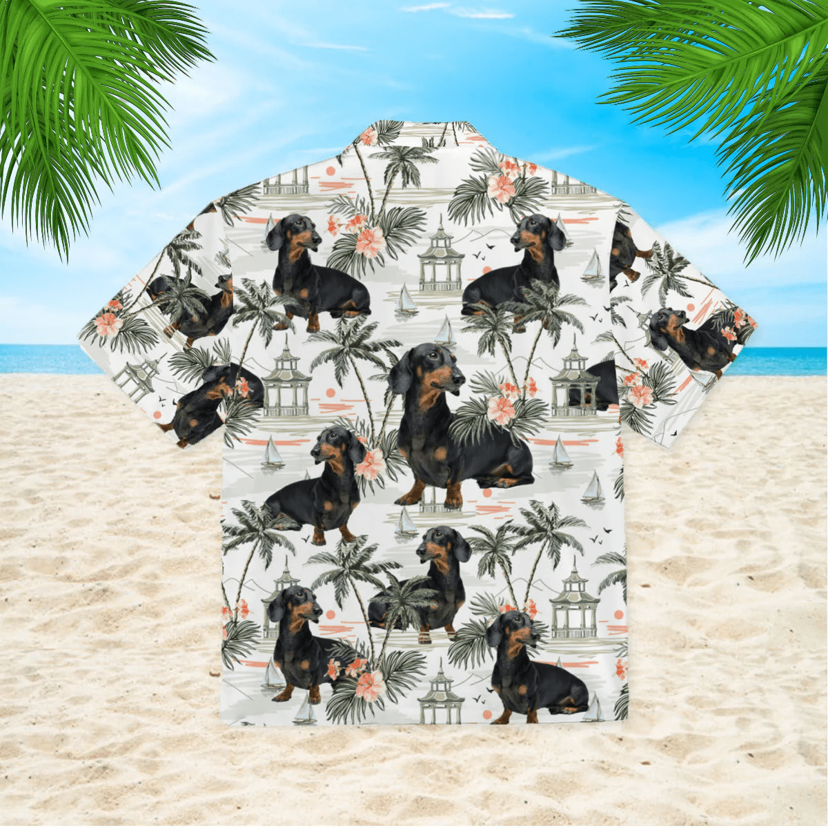 Dachshund Summer Beach Surfing Pattern Trendy Hawaiian Shirt  Aloha Shirt