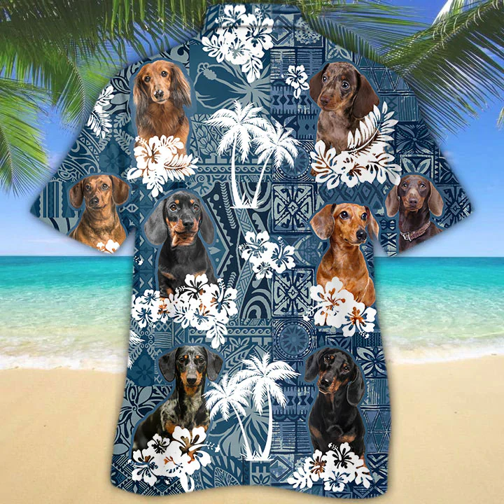 Dachshund Trendy Hawaiian Shirt, Flowers Aloha Shirt For Dog Lovers, Trendy Hawaiian Shirts For Men, Women