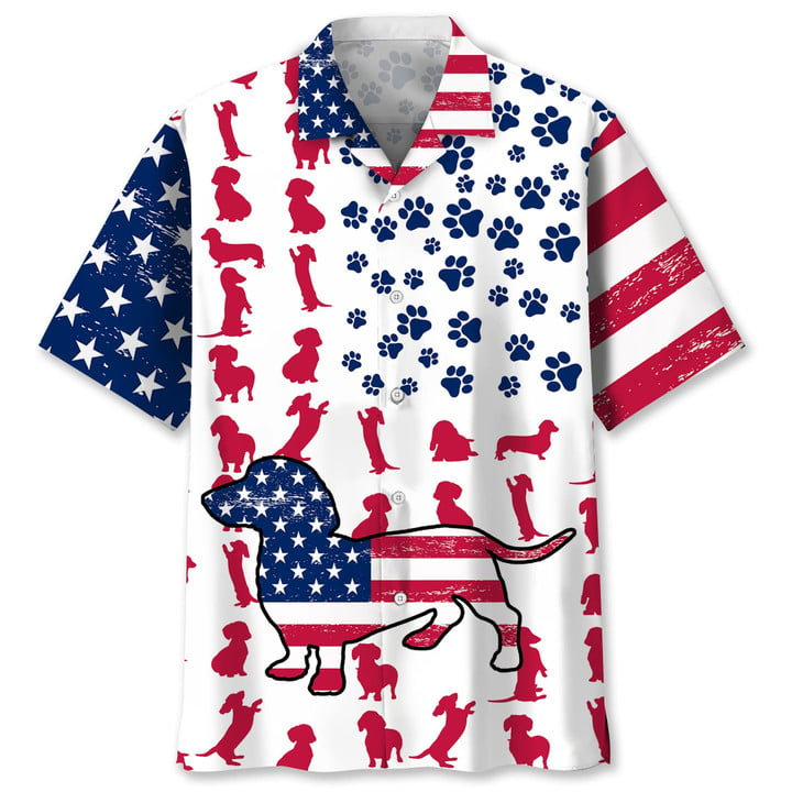Dachshund Usa Flag Hawaii Shirt
